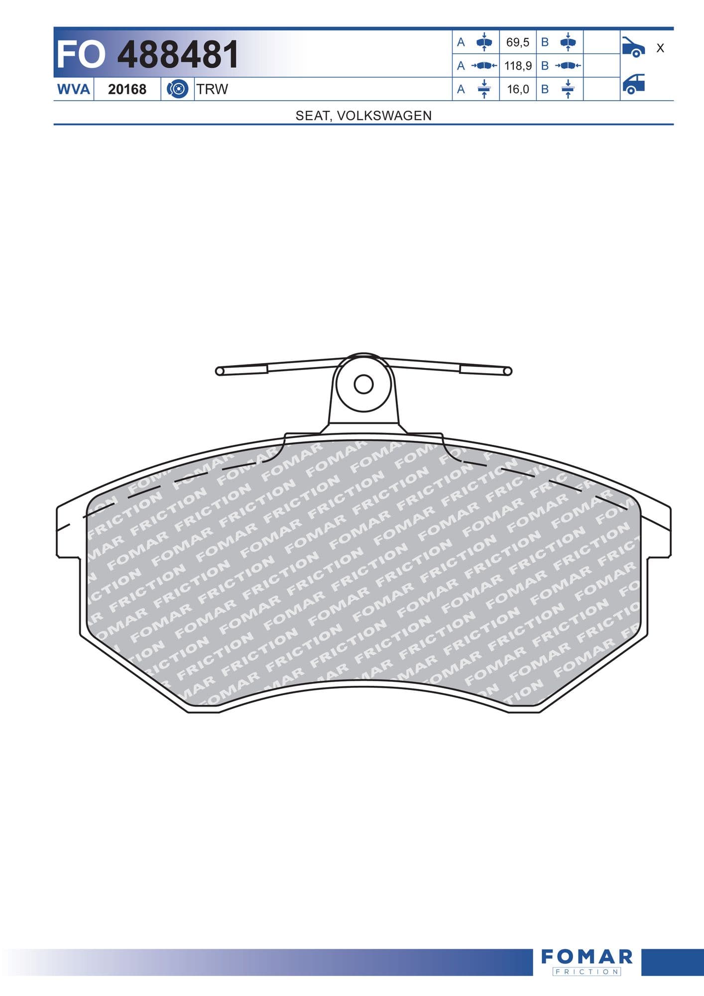 Fomar FO 488481 brake pad