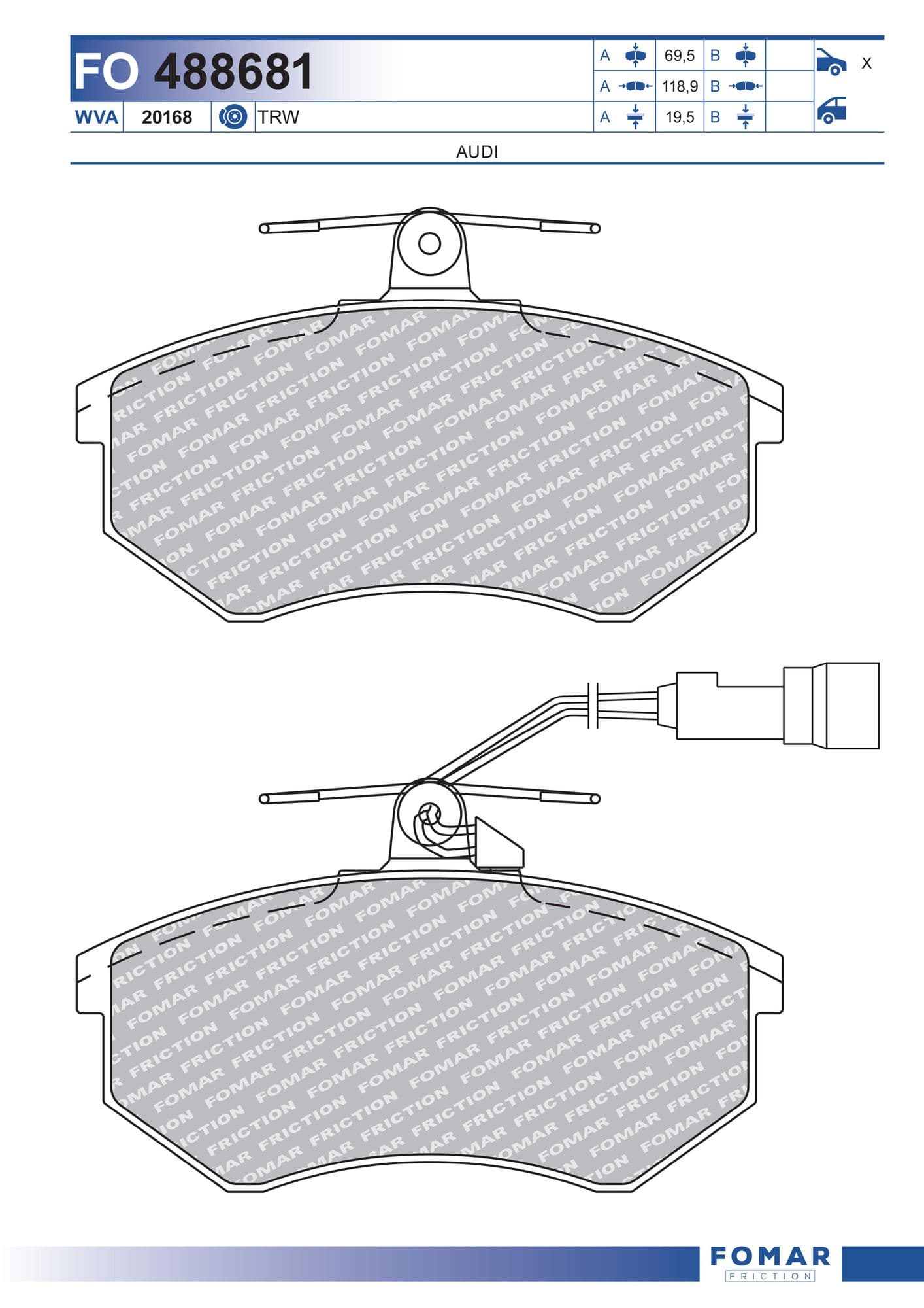 Тормозная колодка Fomar FO 488681