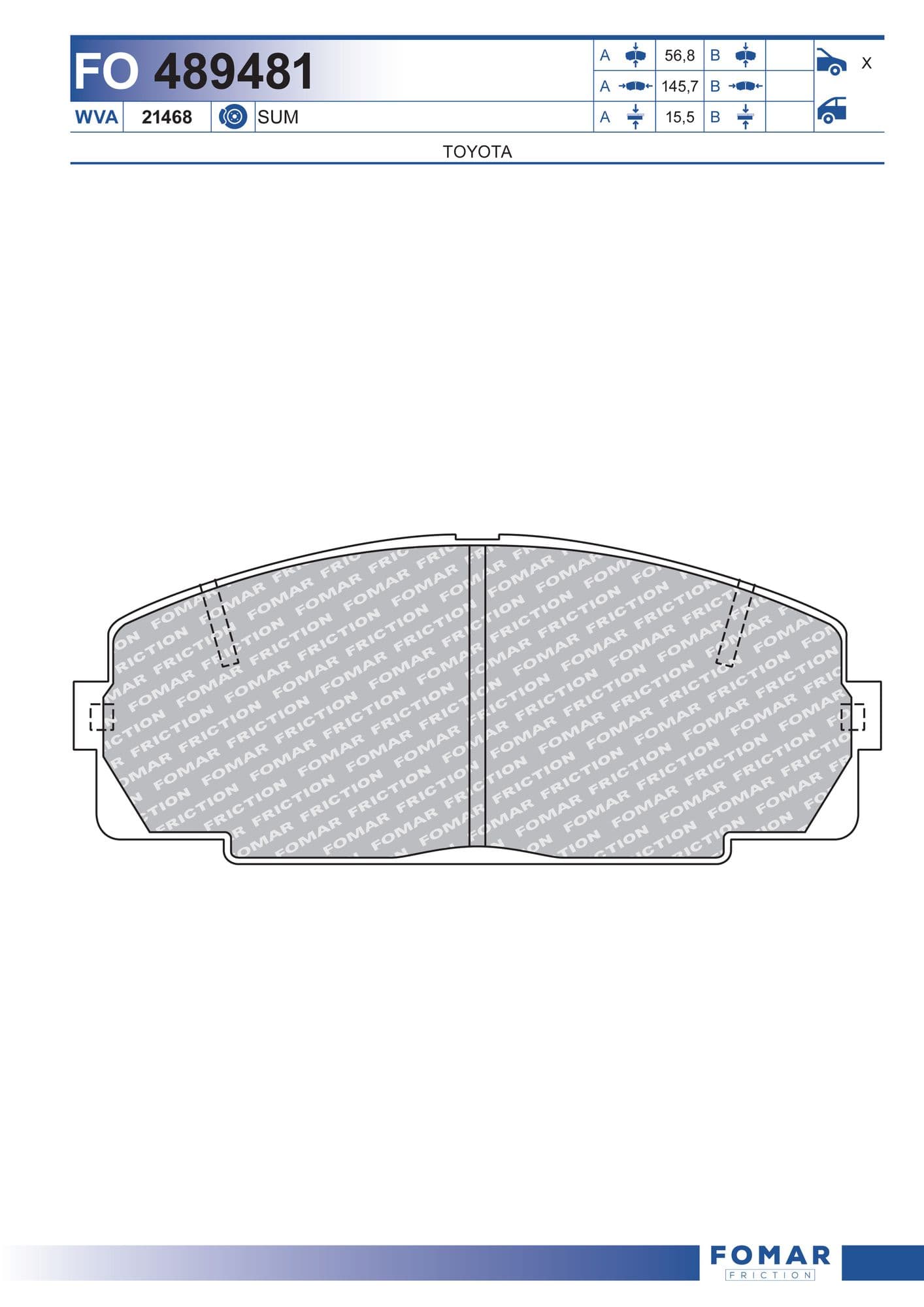 Fomar FO 489481 brake pad