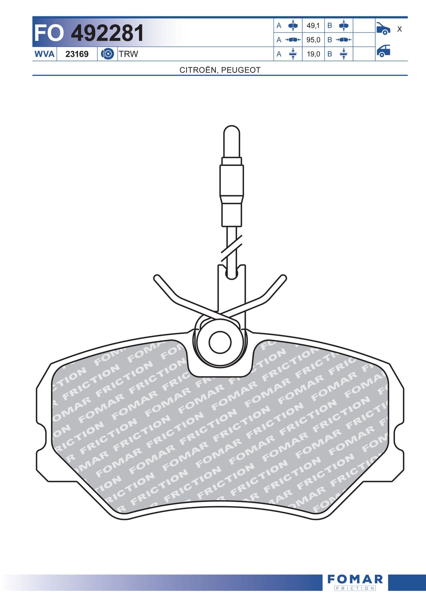Тормозная колодка Fomar FO 492281