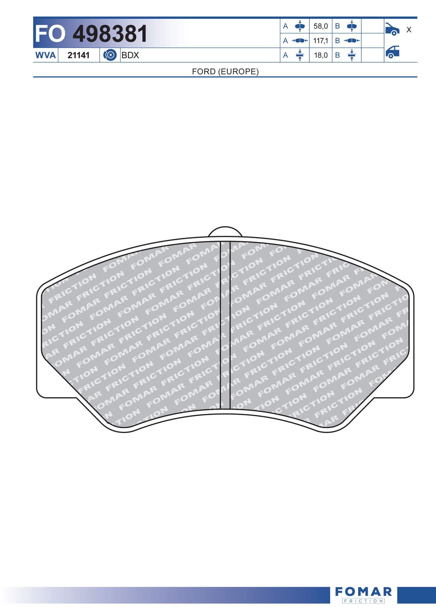 Тормозная колодка Fomar FO 498381