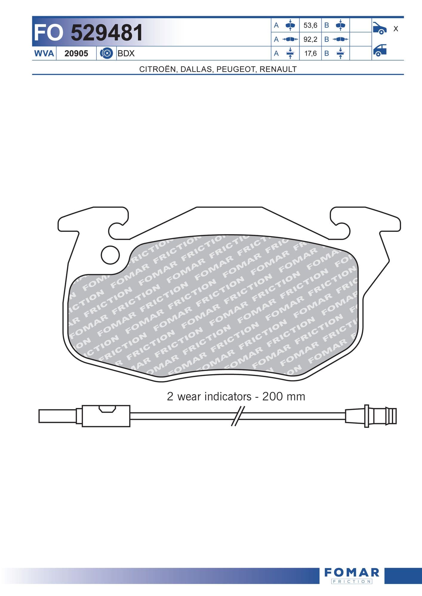 Fomar FO 529481 brake pad