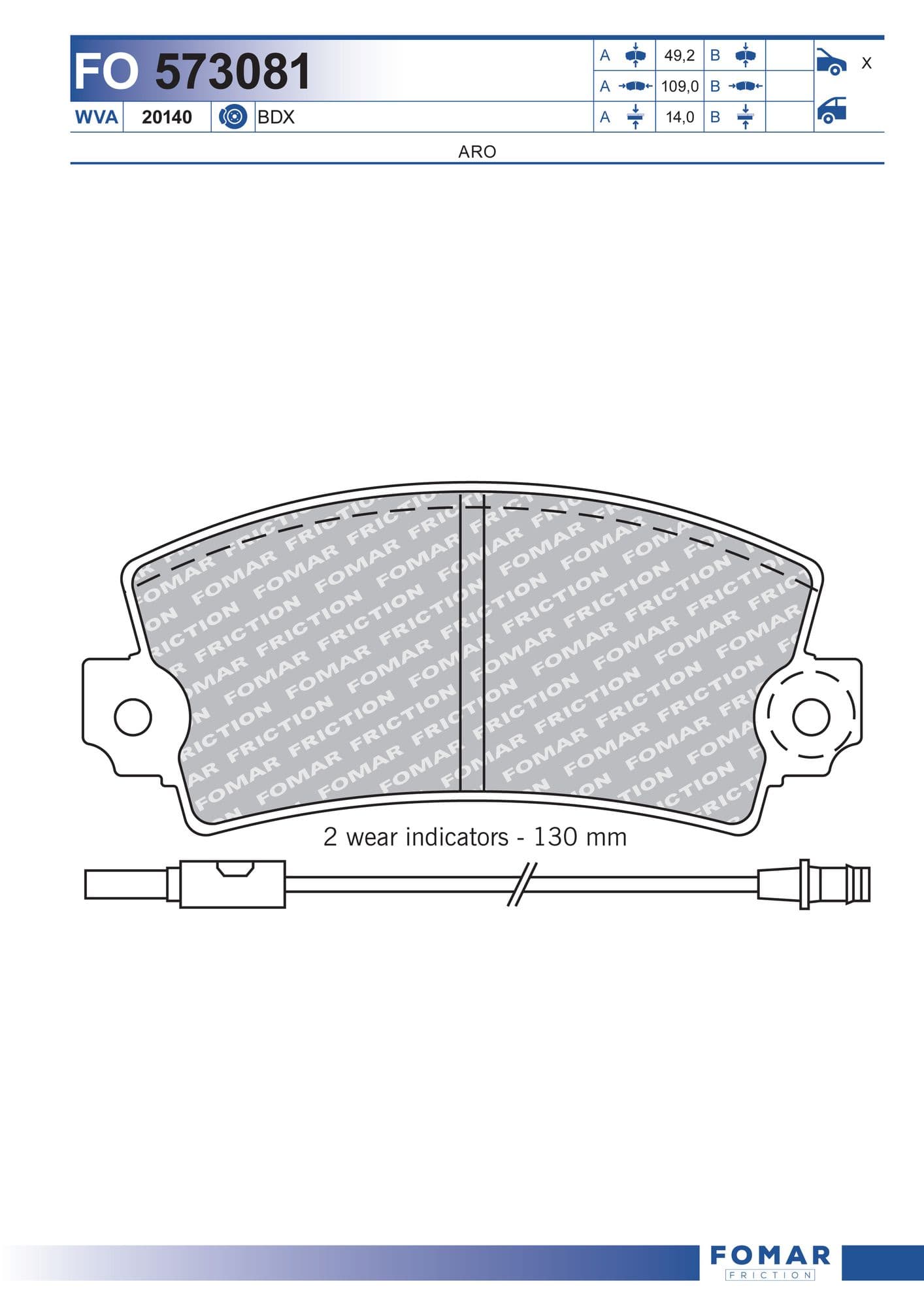 Тормозная колодка Fomar FO 573081