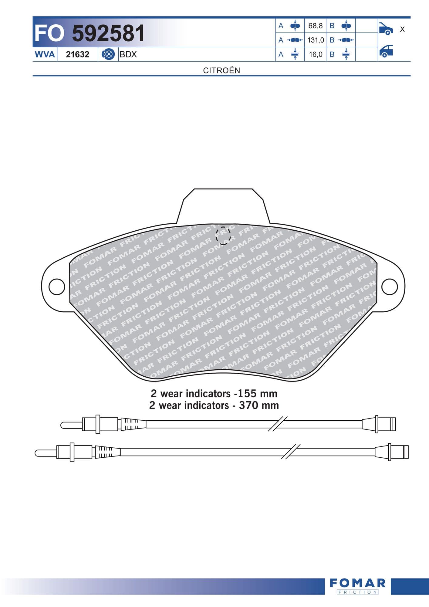 Fomar FO 592581 brake pad
