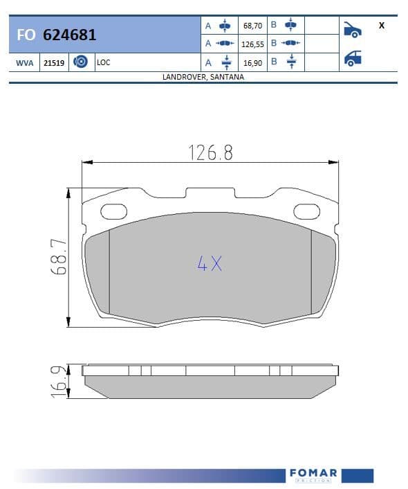 Fomar FO 624681 brake pad