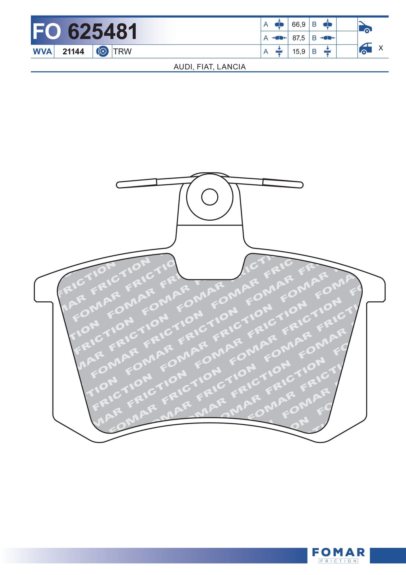Тормозная колодка Fomar FO 625481