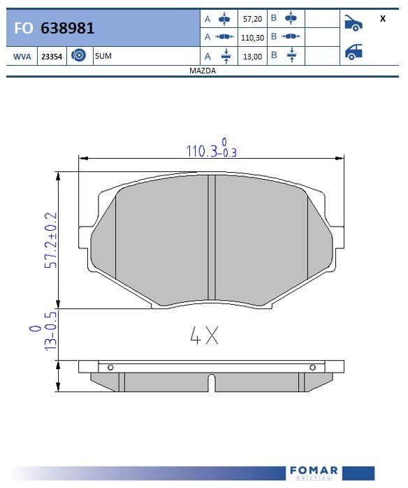 Тормозная колодка Fomar FO 638981