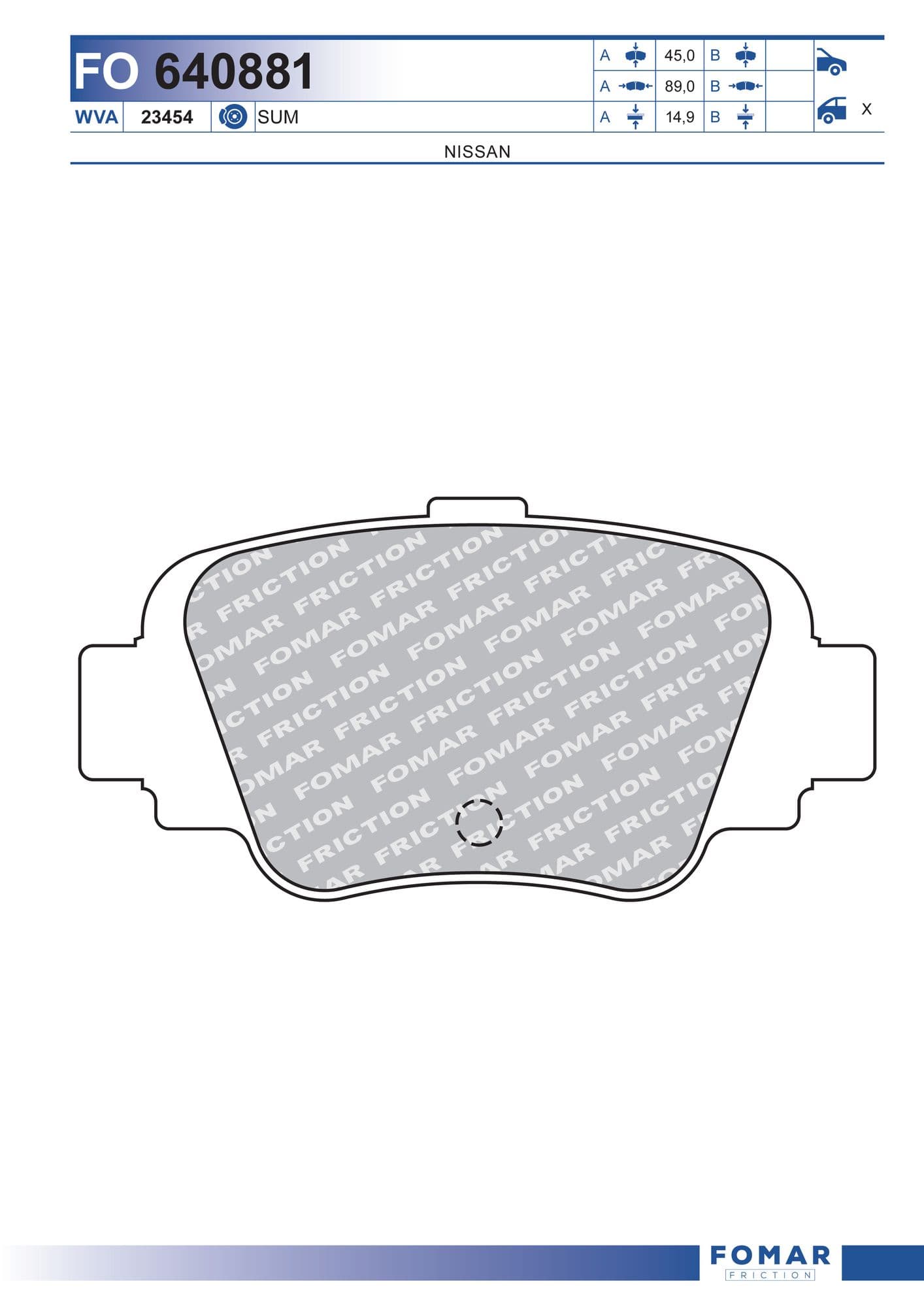 Тормозная колодка Fomar FO 640881