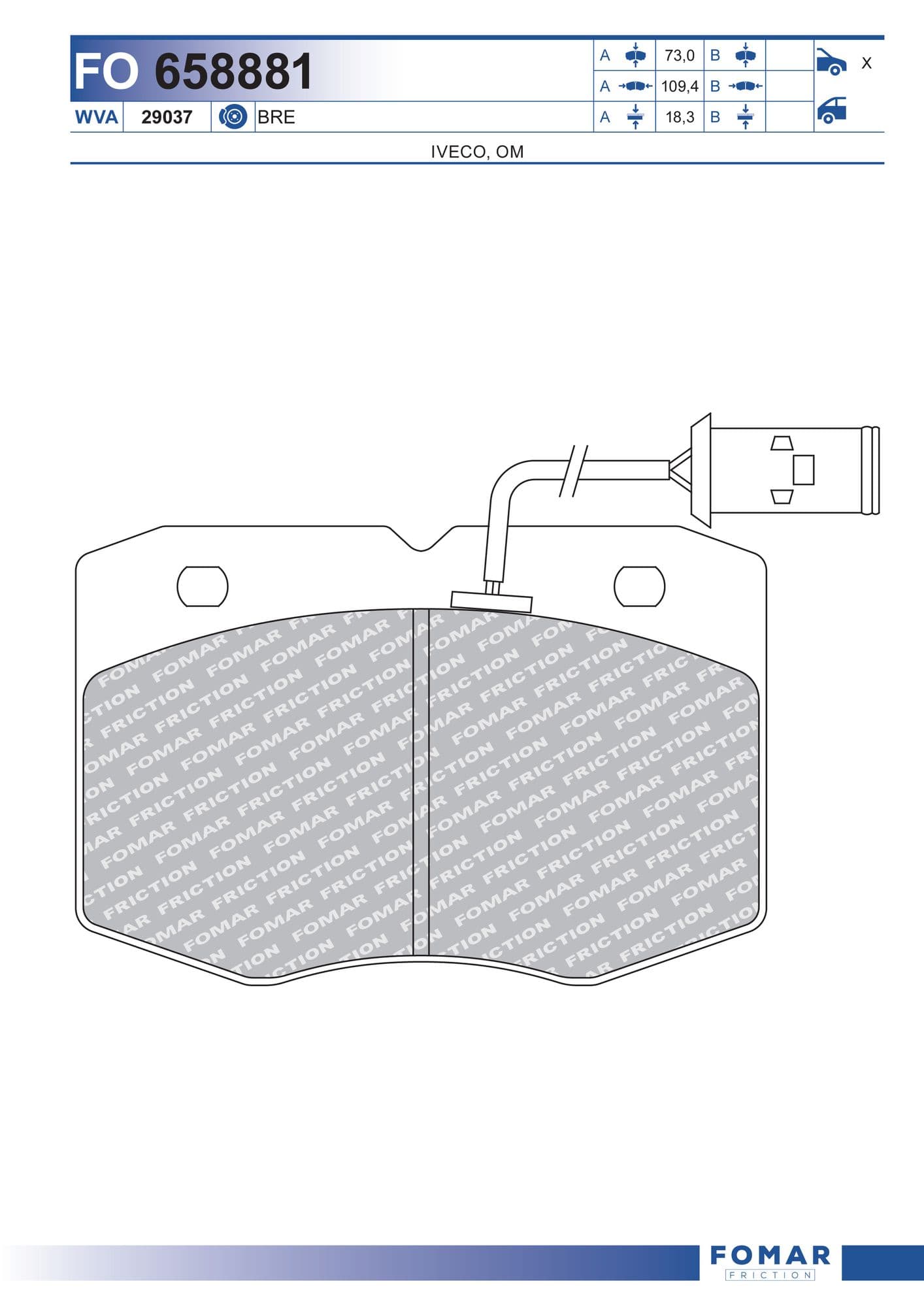 Fomar FO 658881 brake pad