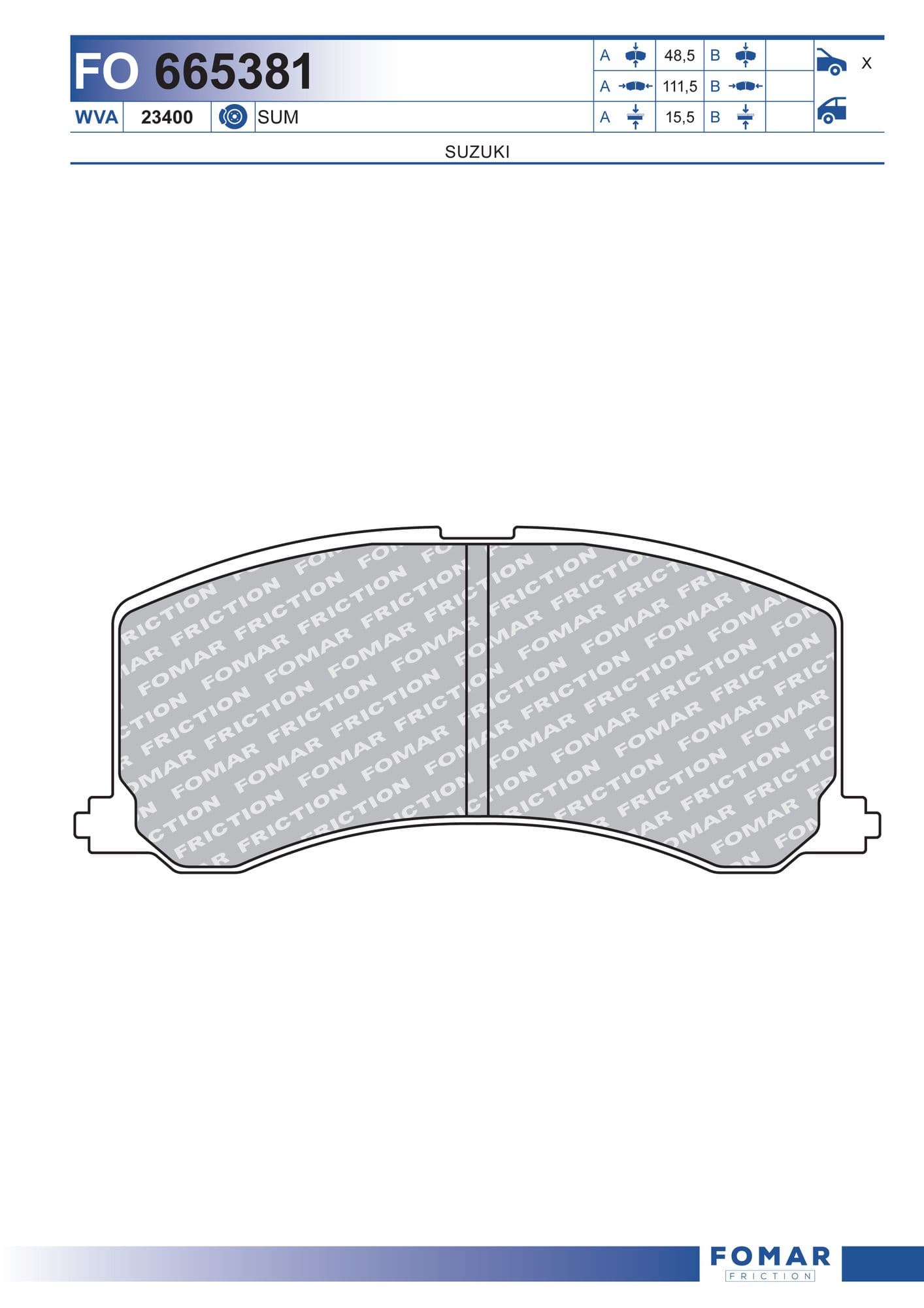 Fomar FO 665381 brake pad