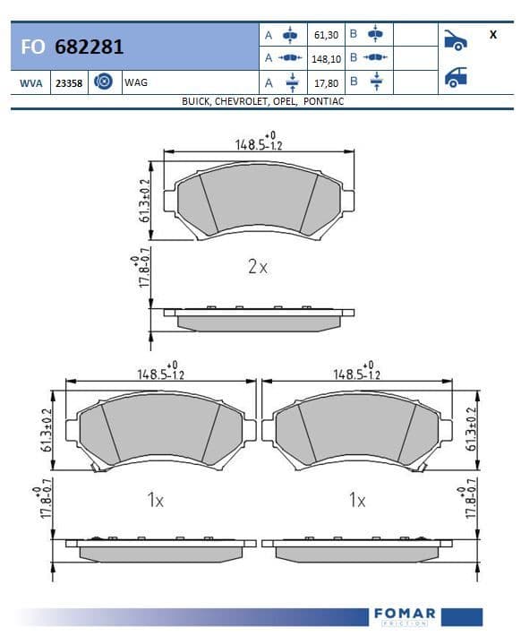 Тормозная колодка Fomar FO 682281