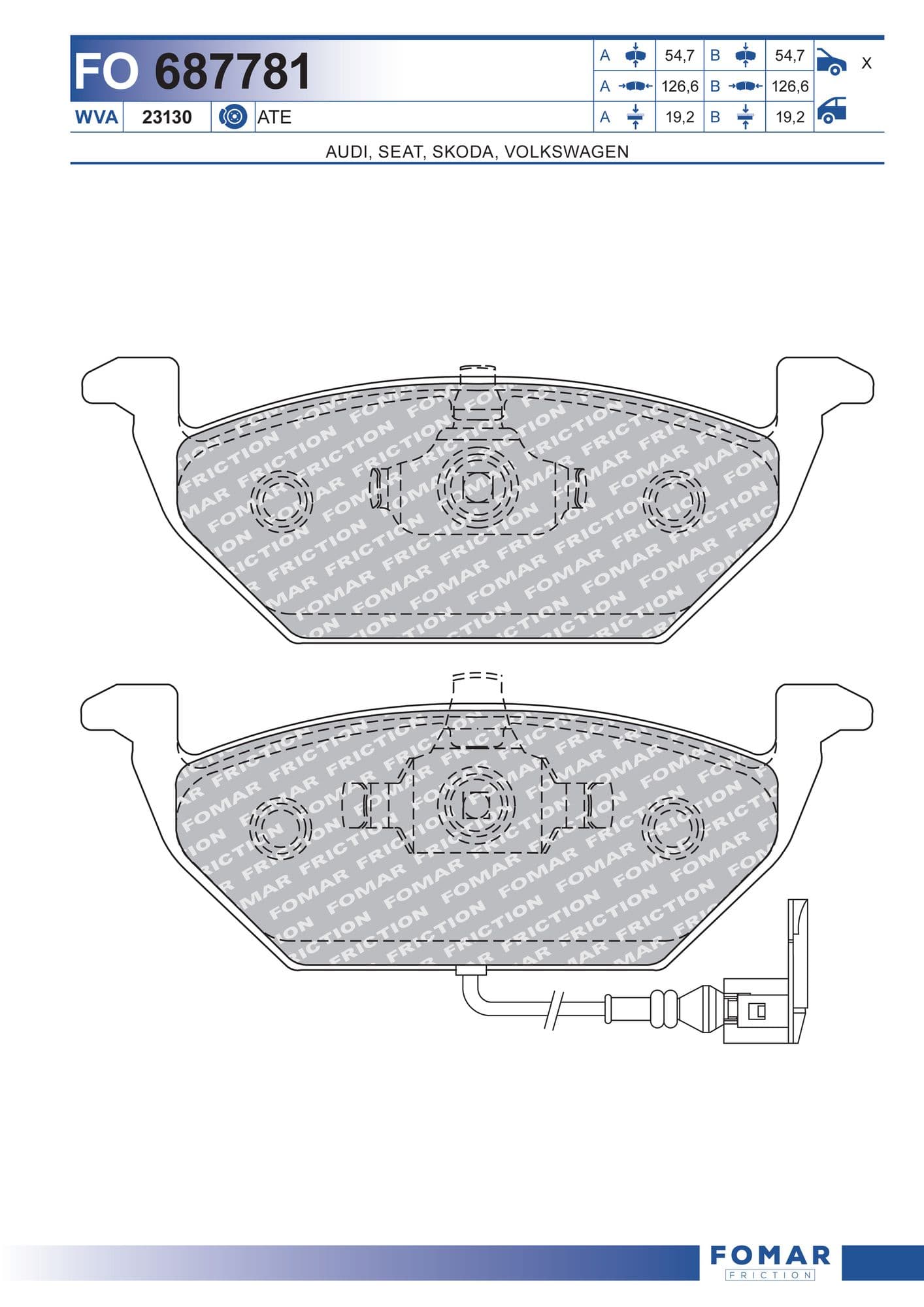 Тормозная колодка Fomar FO 687781
