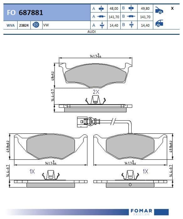 Fomar FO 687881 brake pad