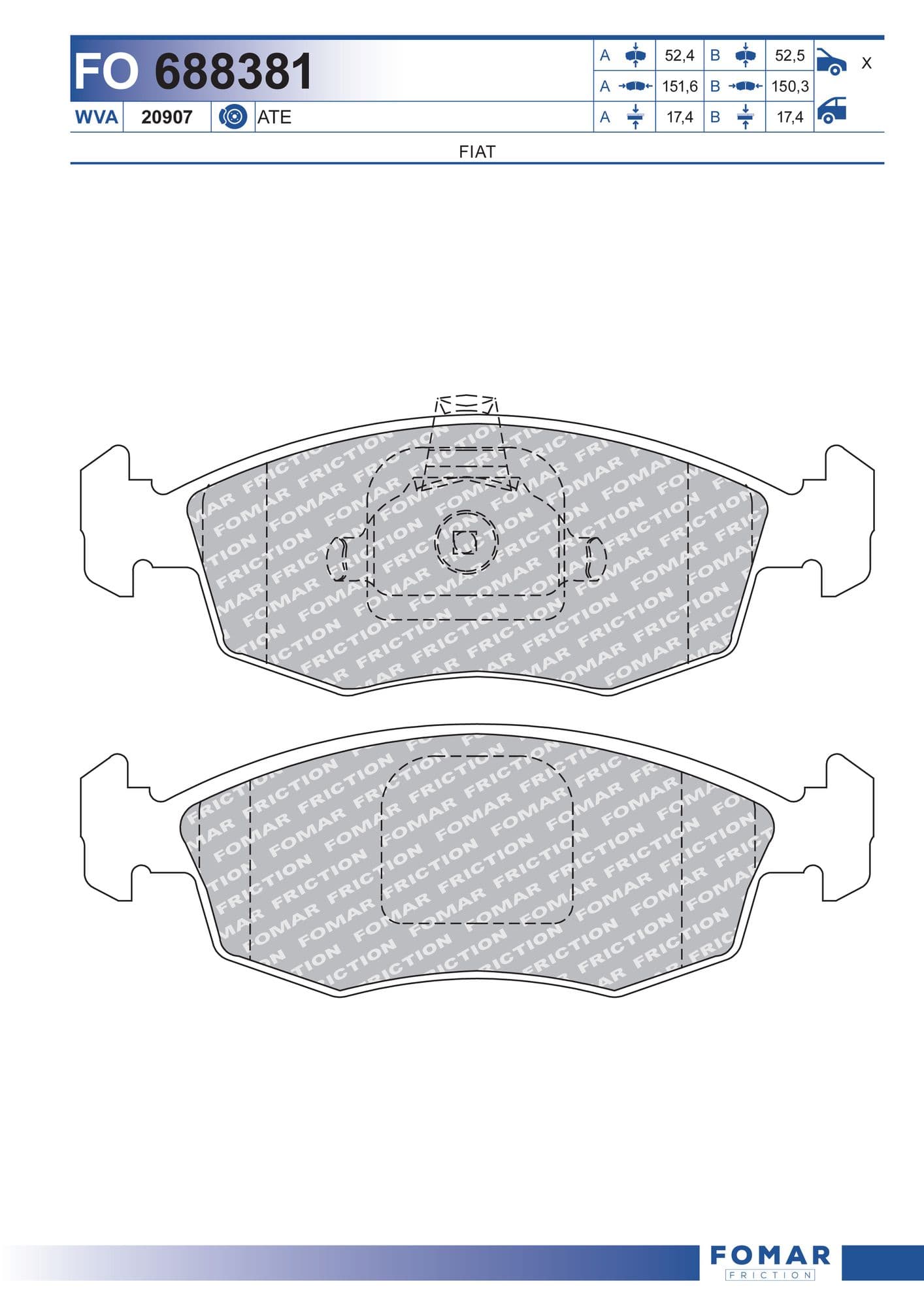 Fomar FO 688381 brake pad