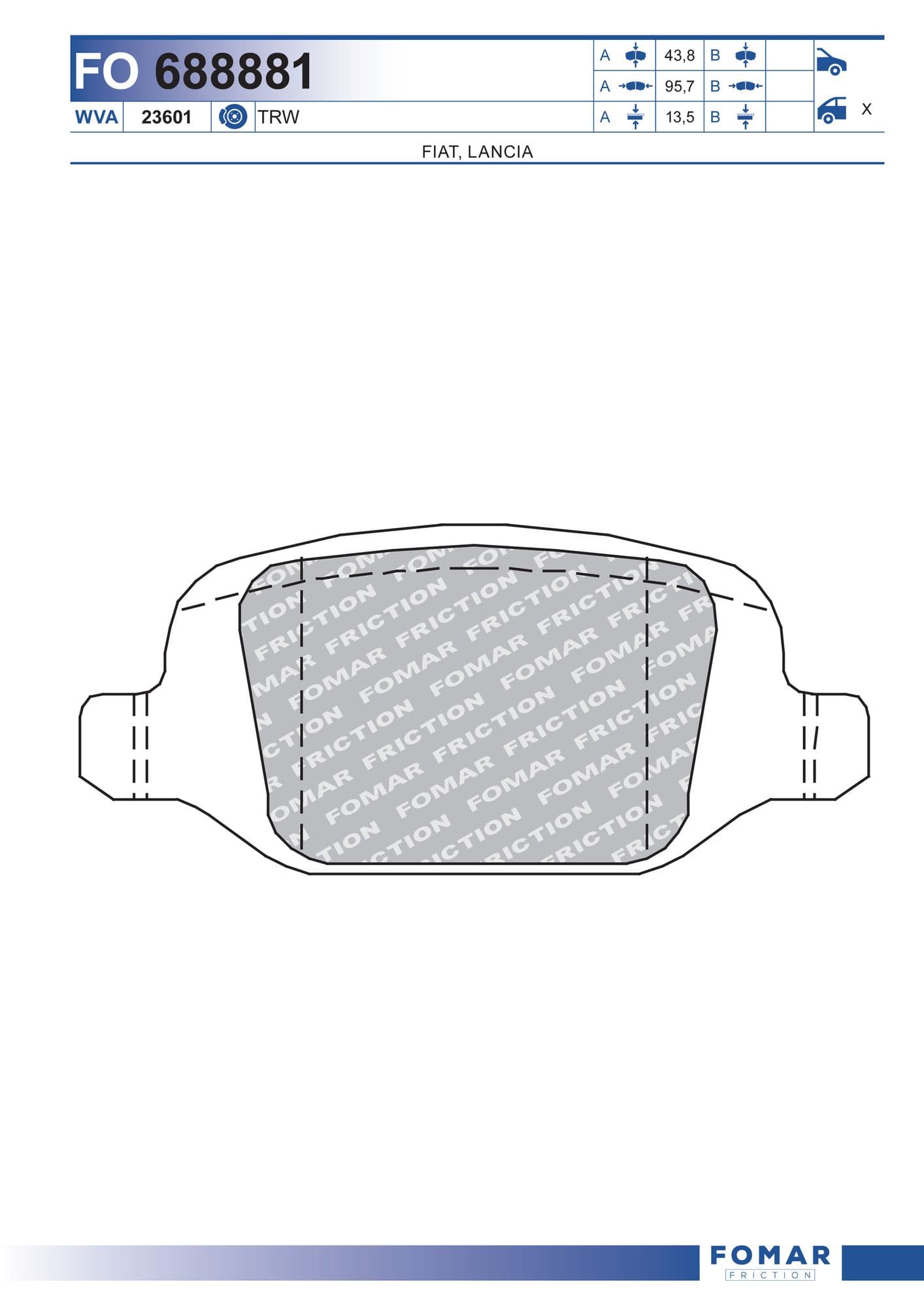 Fomar FO 688881 brake pad