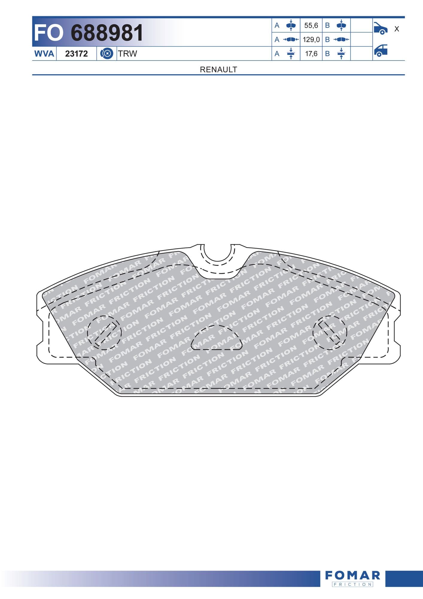 Fomar FO 688981 brake pad
