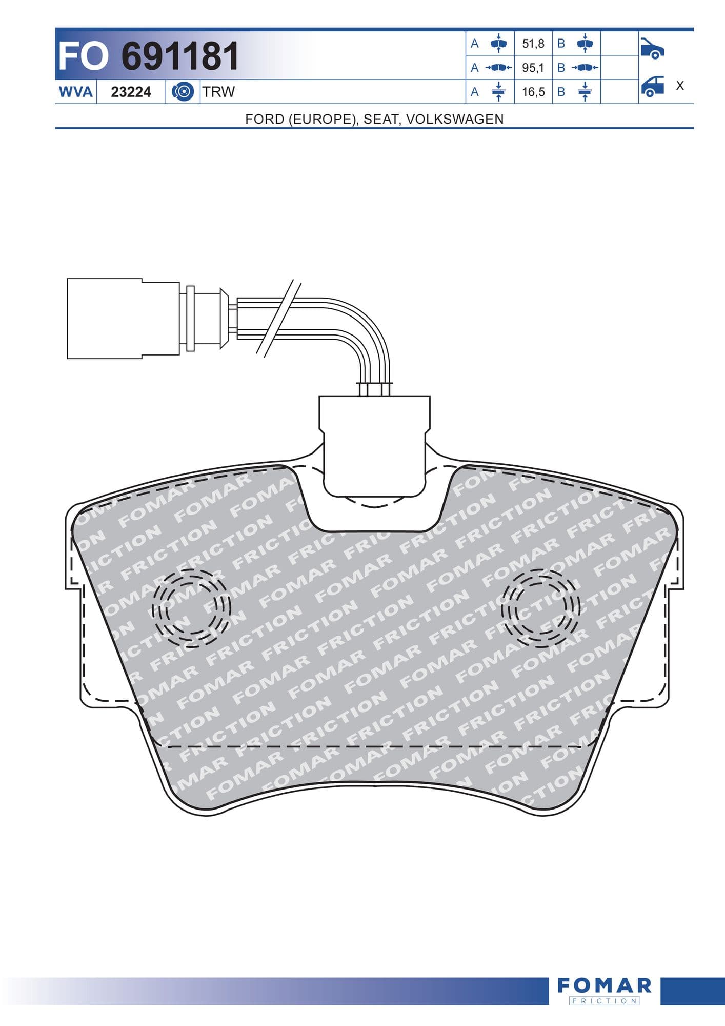 Fomar FO 691181 brake pad