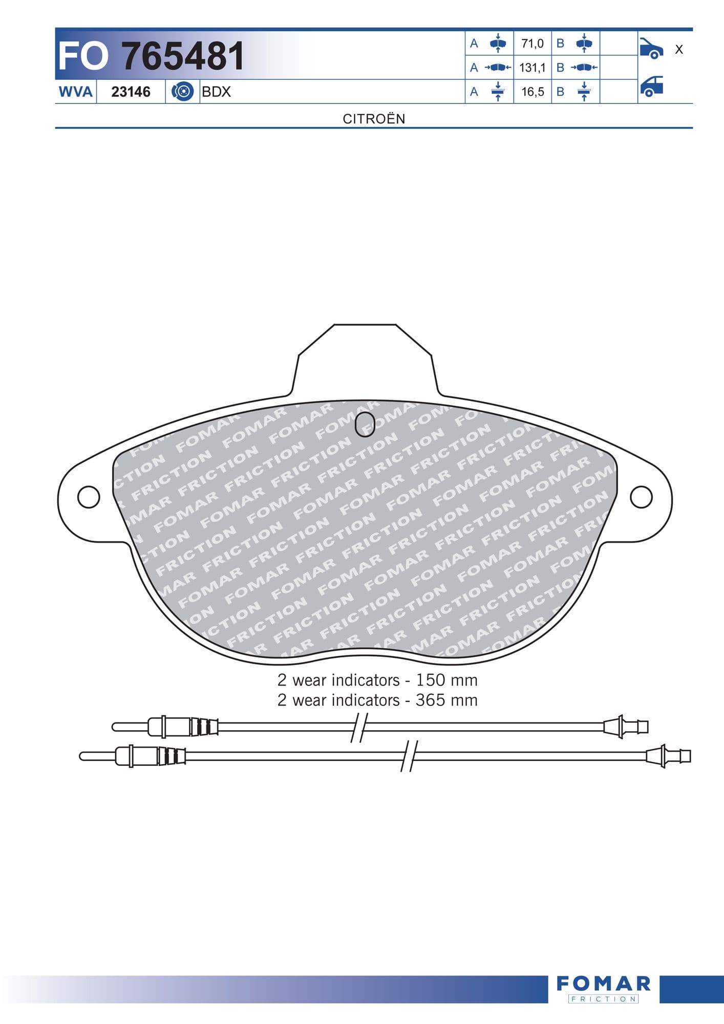 Fomar FO 765481 brake pad