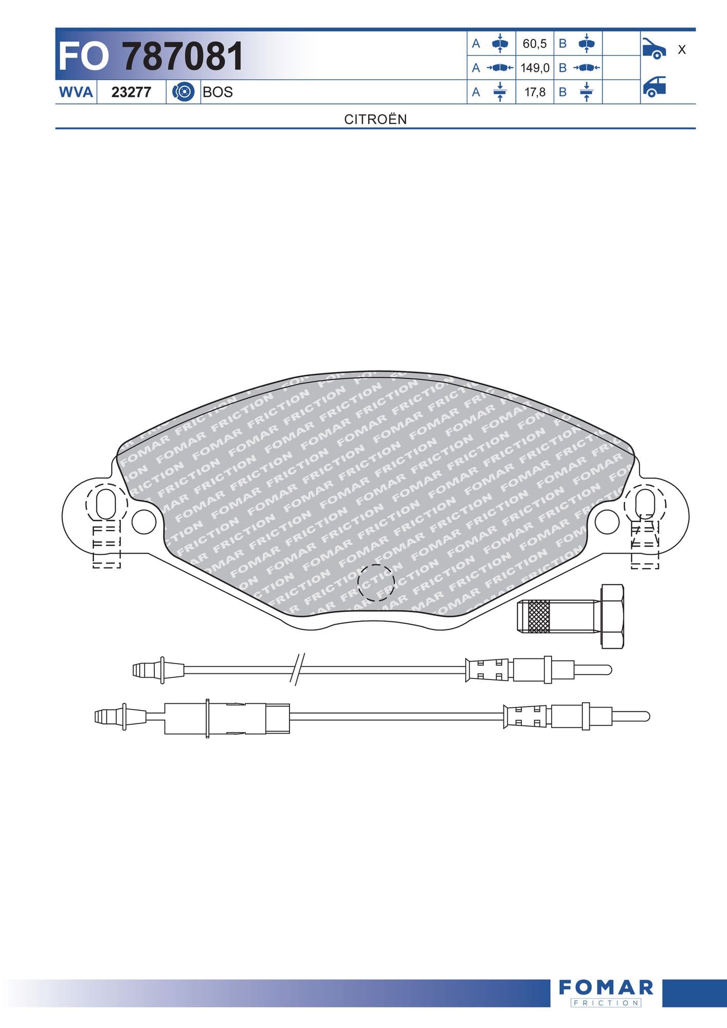 Fomar FO 787081 brake pad