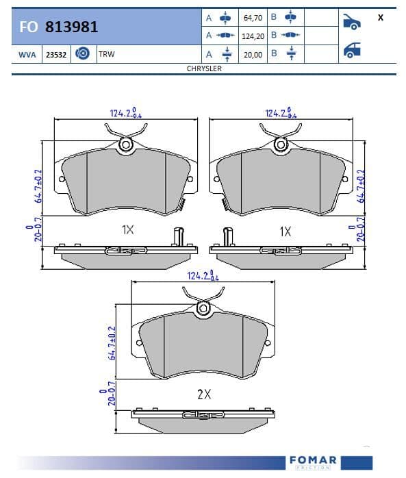Тормозная колодка Fomar FO 813981
