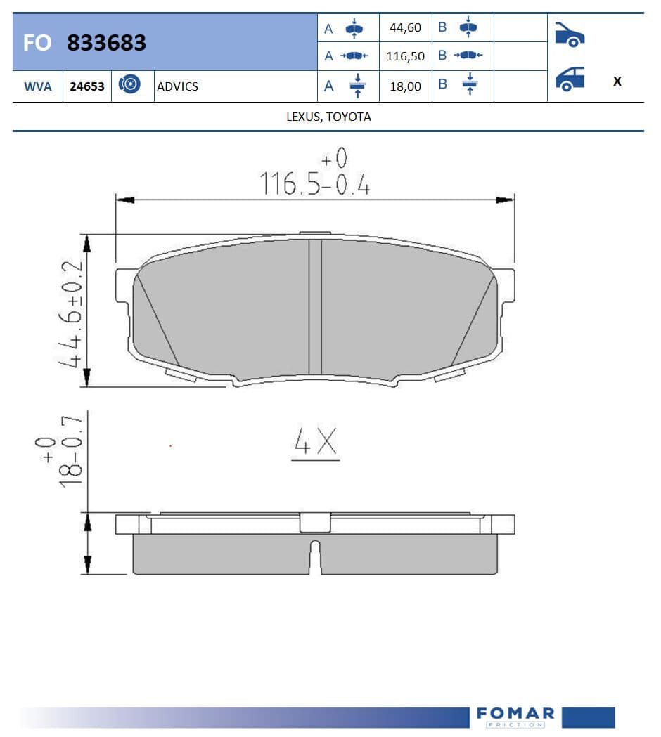 Тормозная колодка Fomar FO 833683