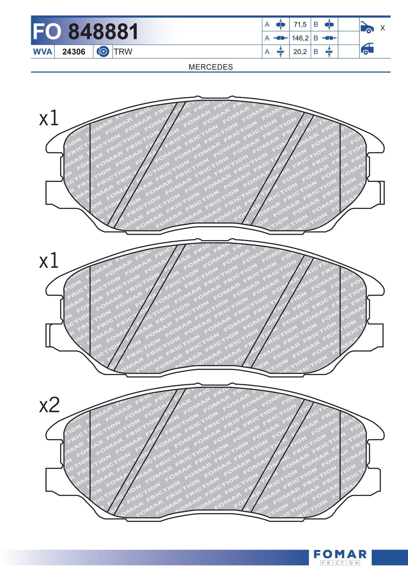 Fomar FO 848881 brake pad