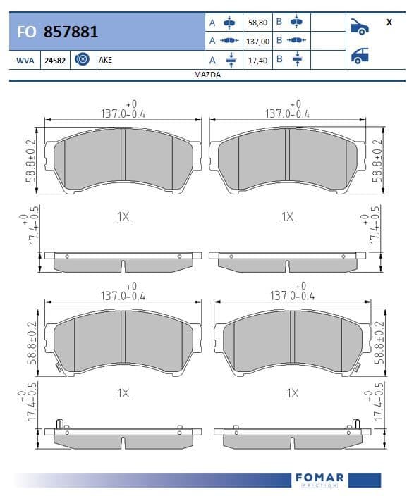 Fomar FO 857881 brake pad