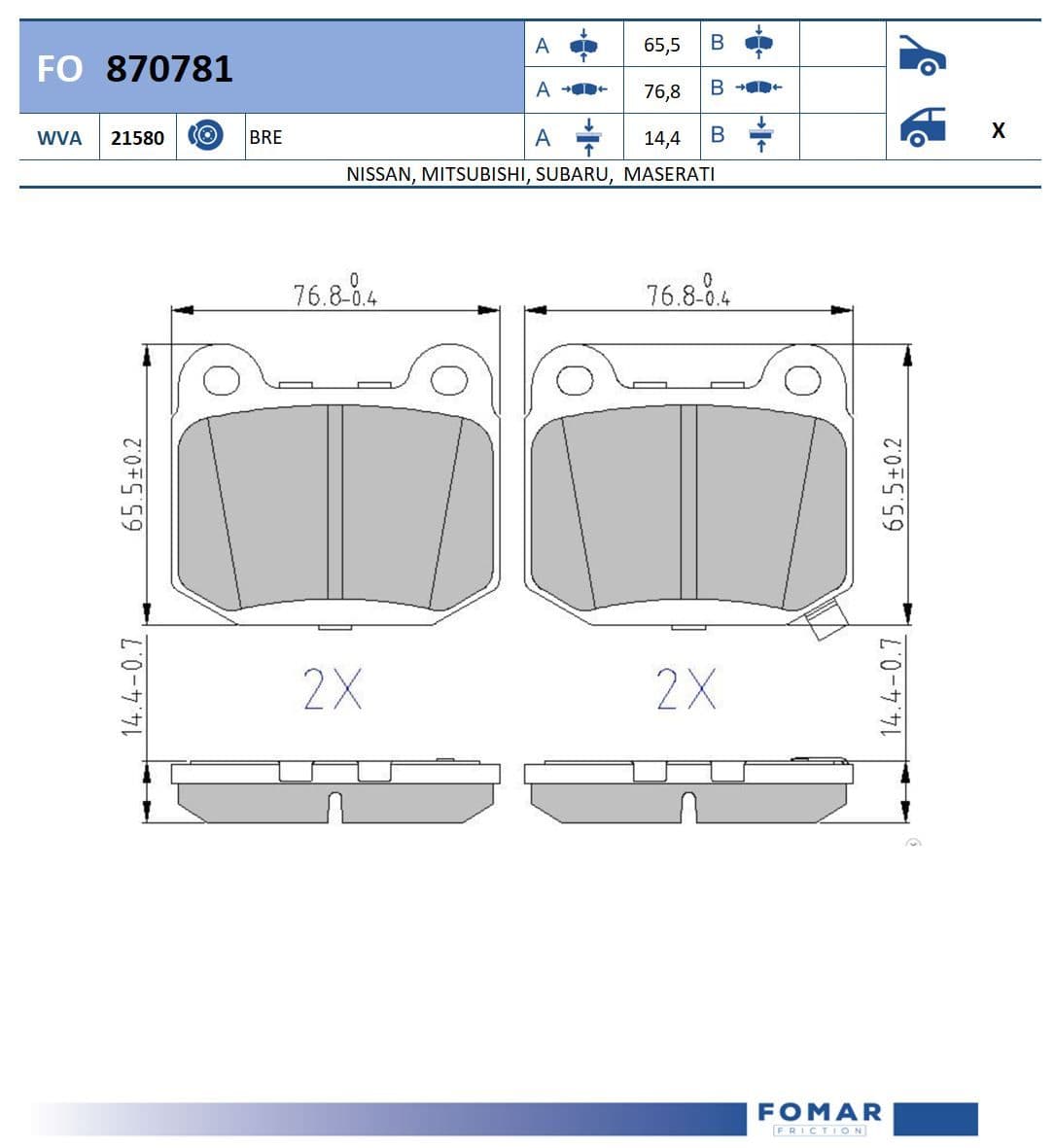Fomar FO 870781 brake pad